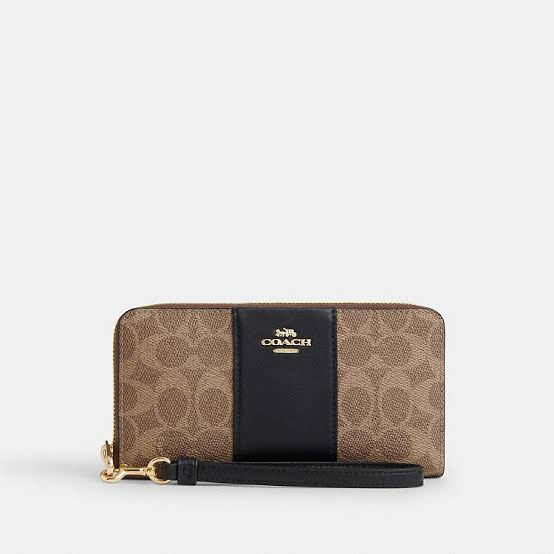 Long Zip Around Wallet In Signature Canvas With Stripe